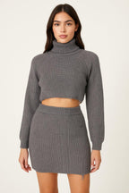 Knit Mock Neck Top And Skirt | Mixtshop LLC