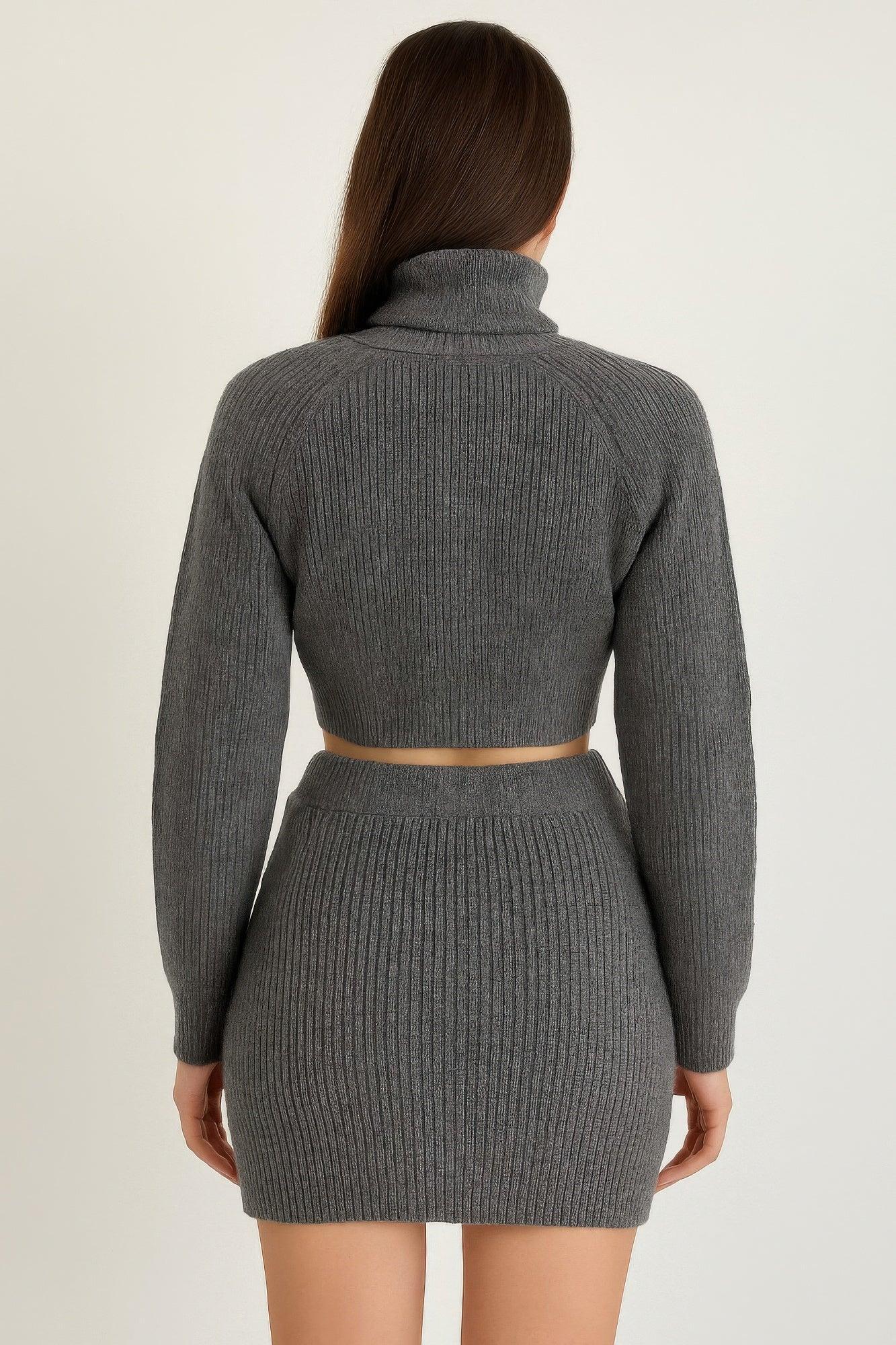 Knit Mock Neck Top And Skirt | Mixtshop LLC