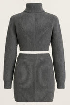 Knit Mock Neck Top And Skirt | Mixtshop LLC