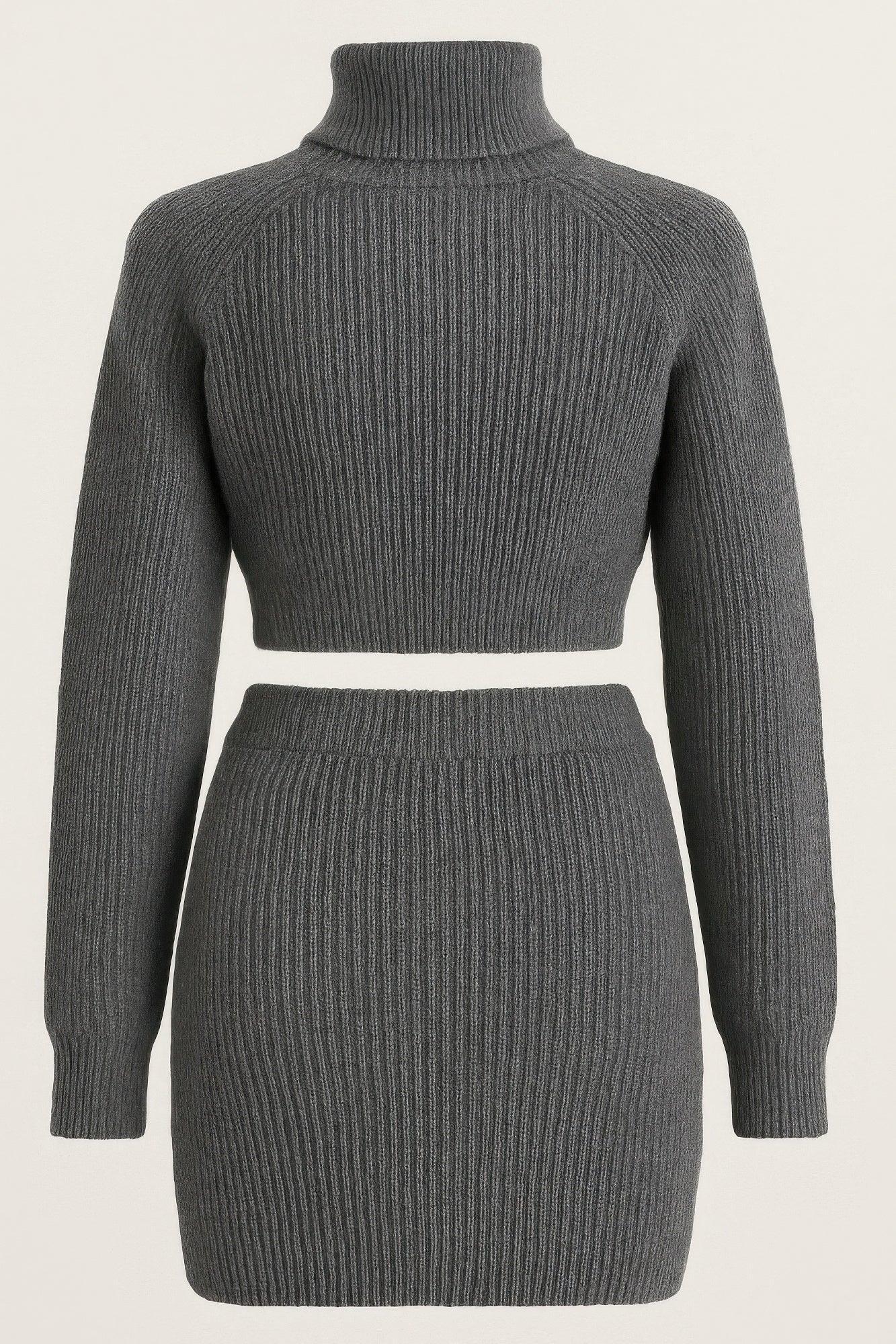 Knit Mock Neck Top And Skirt | Mixtshop LLC