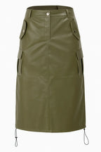 Pu Side Pockets Midi Skirt | Mixtshop LLC