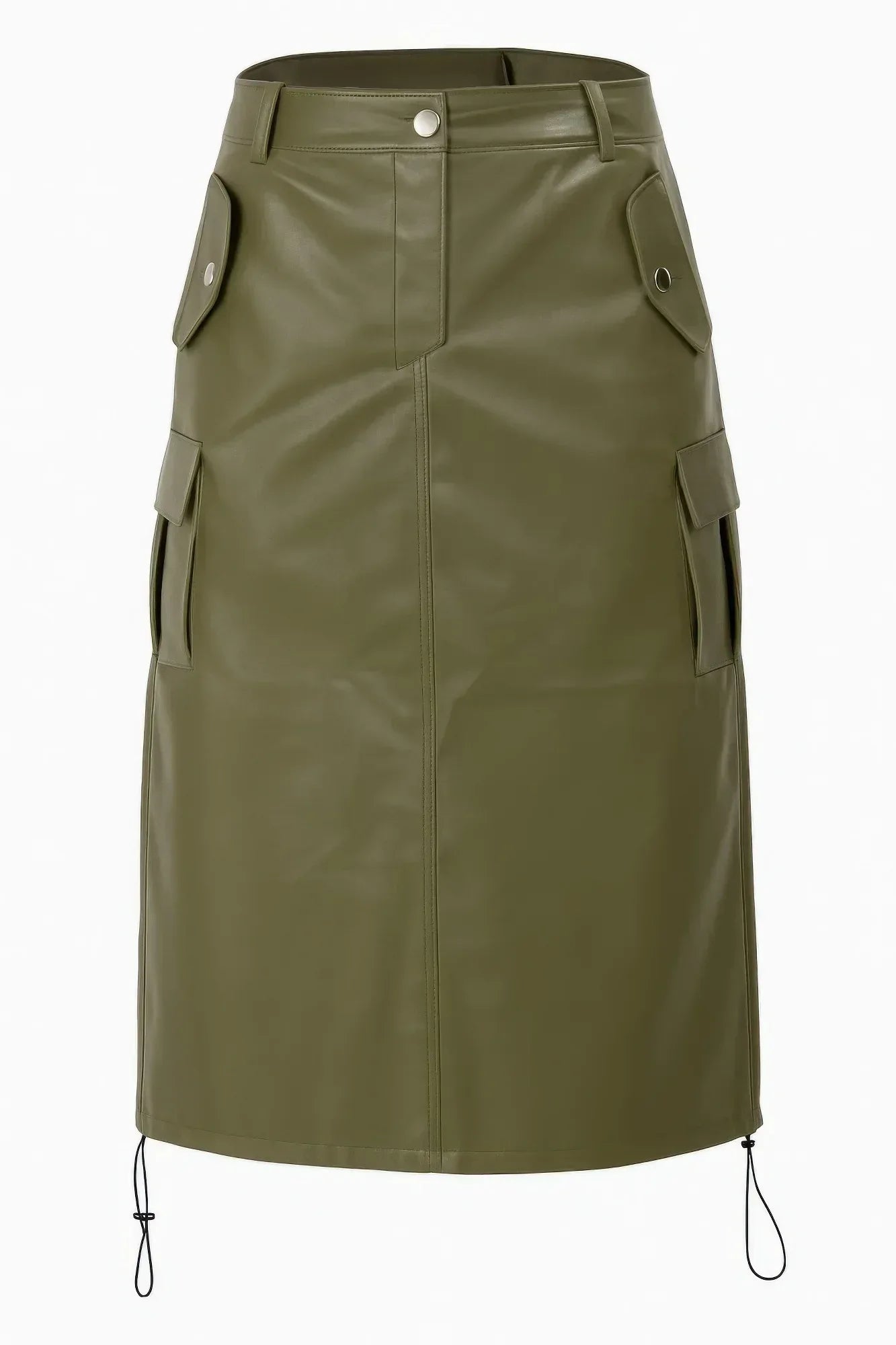 Pu Side Pockets Midi Skirt | Mixtshop LLC