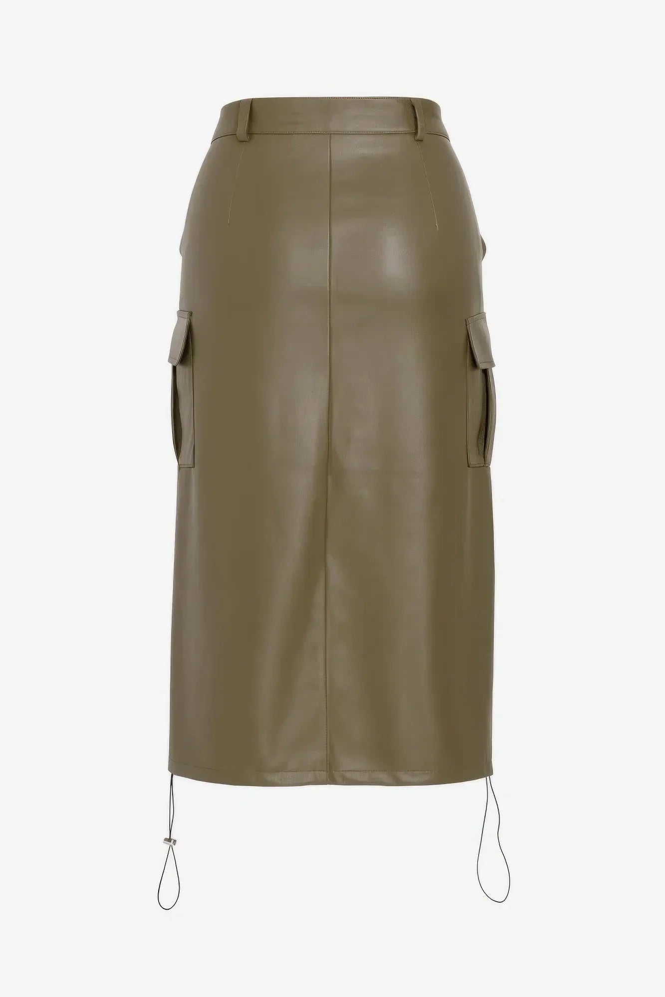 Pu Side Pockets Midi Skirt | Mixtshop LLC