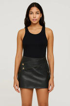 Faux Leather Strap Mini Skirt | Mixtshop LLC