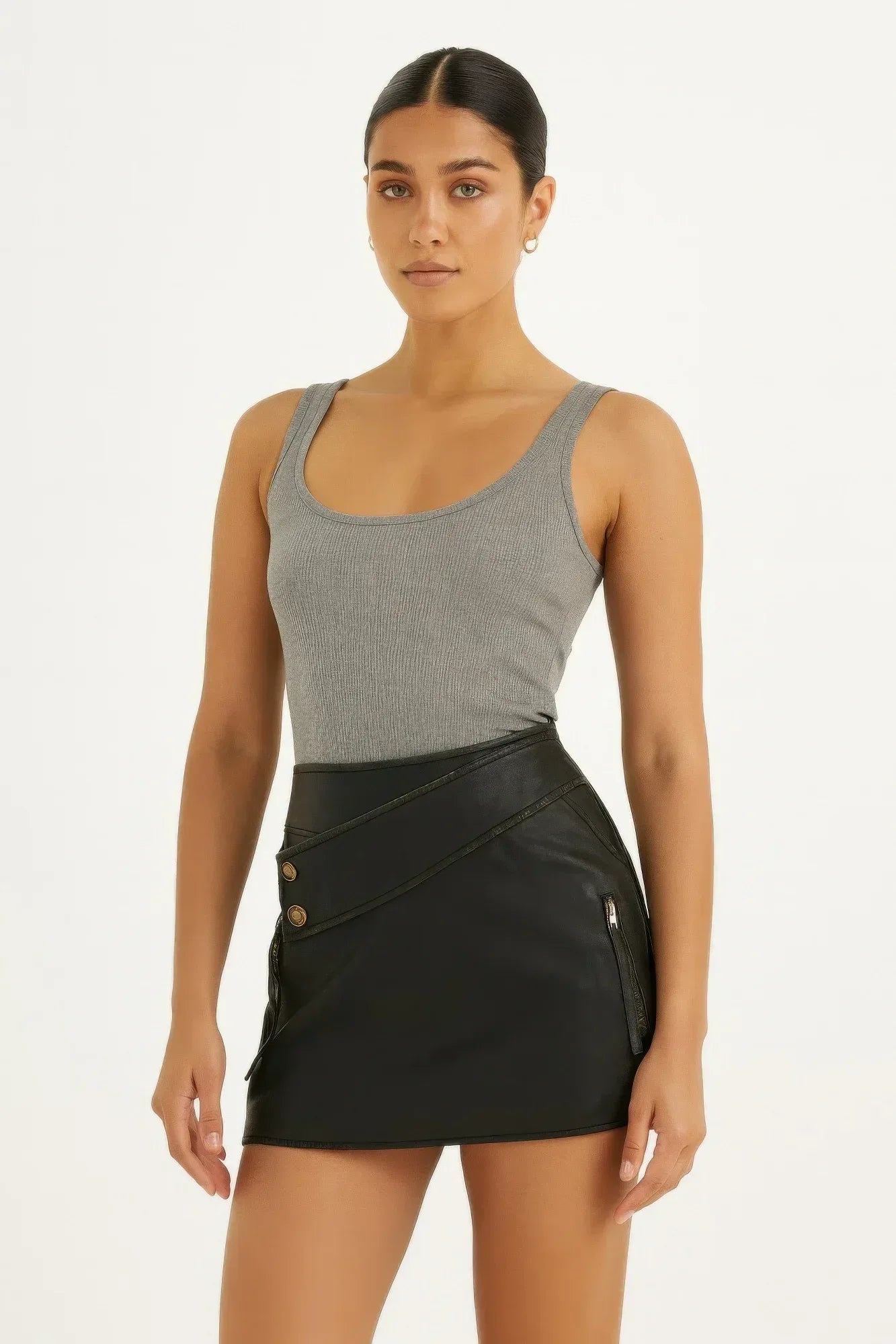 Faux Leather Strap Mini Skirt | Mixtshop LLC