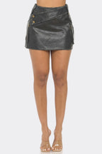 Faux Leather Strap Mini Skirt | Mixtshop LLC