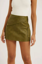 Faux Leather Strap Mini Skirt | Mixtshop LLC