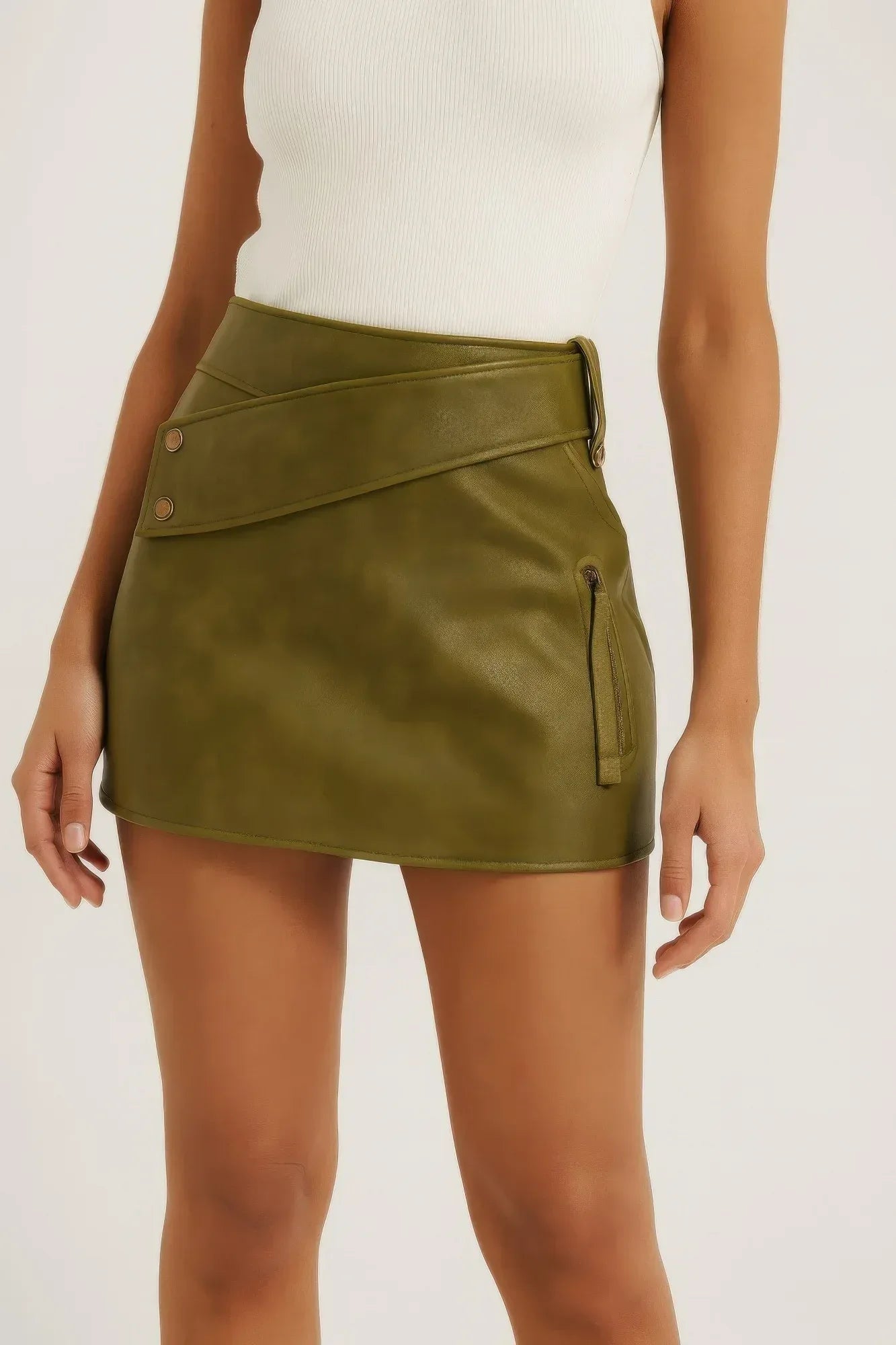 Faux Leather Strap Mini Skirt | Mixtshop LLC