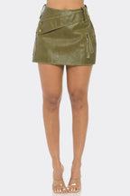 Faux Leather Strap Mini Skirt | Mixtshop LLC