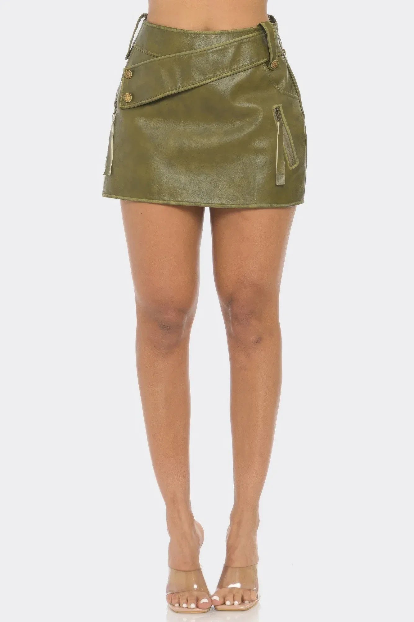 Faux Leather Strap Mini Skirt | Mixtshop LLC