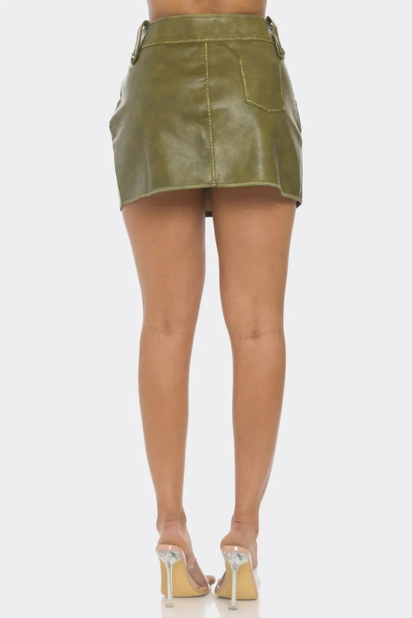Faux Leather Strap Mini Skirt | Mixtshop LLC