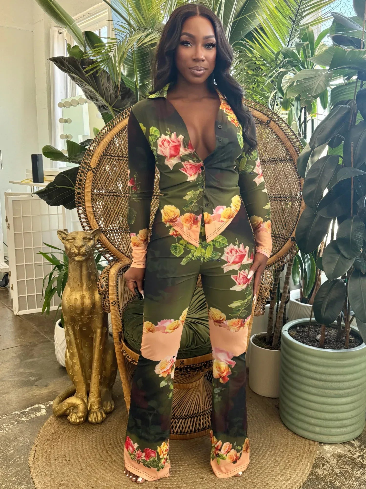 Blush Bloom Mesh Pants Set | Mixtshop LLC Main image