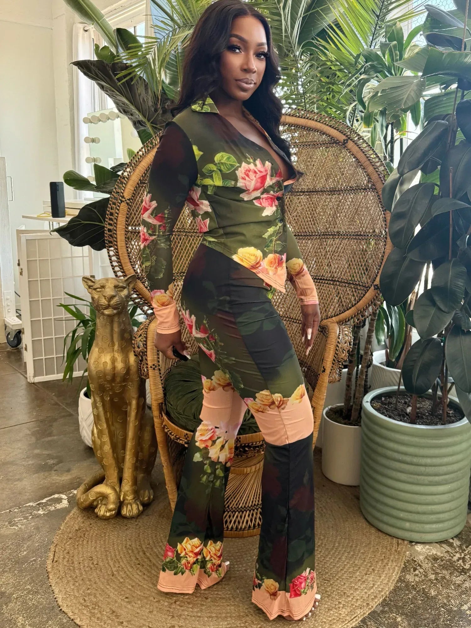 Blush Bloom Mesh Pants Set Secondary image