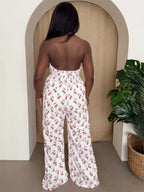 Cherry Print Halter Wide-leg Jumpsuit | Mixtshop LLC