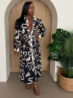 Botanic Maze Belted Shirt Dress | Mixtshop LLC