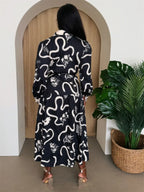 Botanic Maze Belted Shirt Dress | Mixtshop LLC