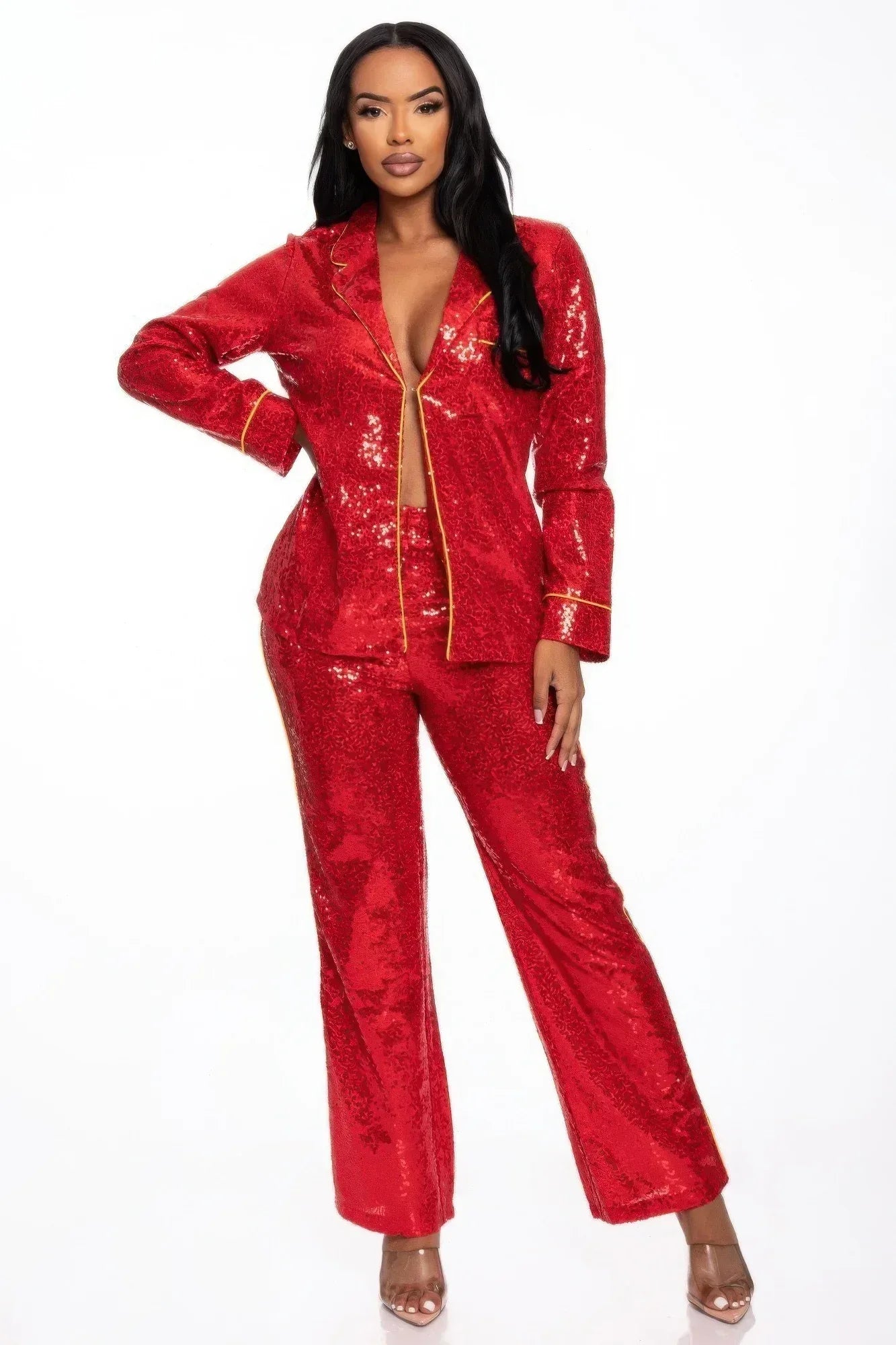 Sequin Collared Two Piece Set | Mixtshop LLC