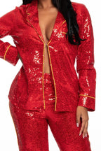 Sequin Collared Two Piece Set | Mixtshop LLC