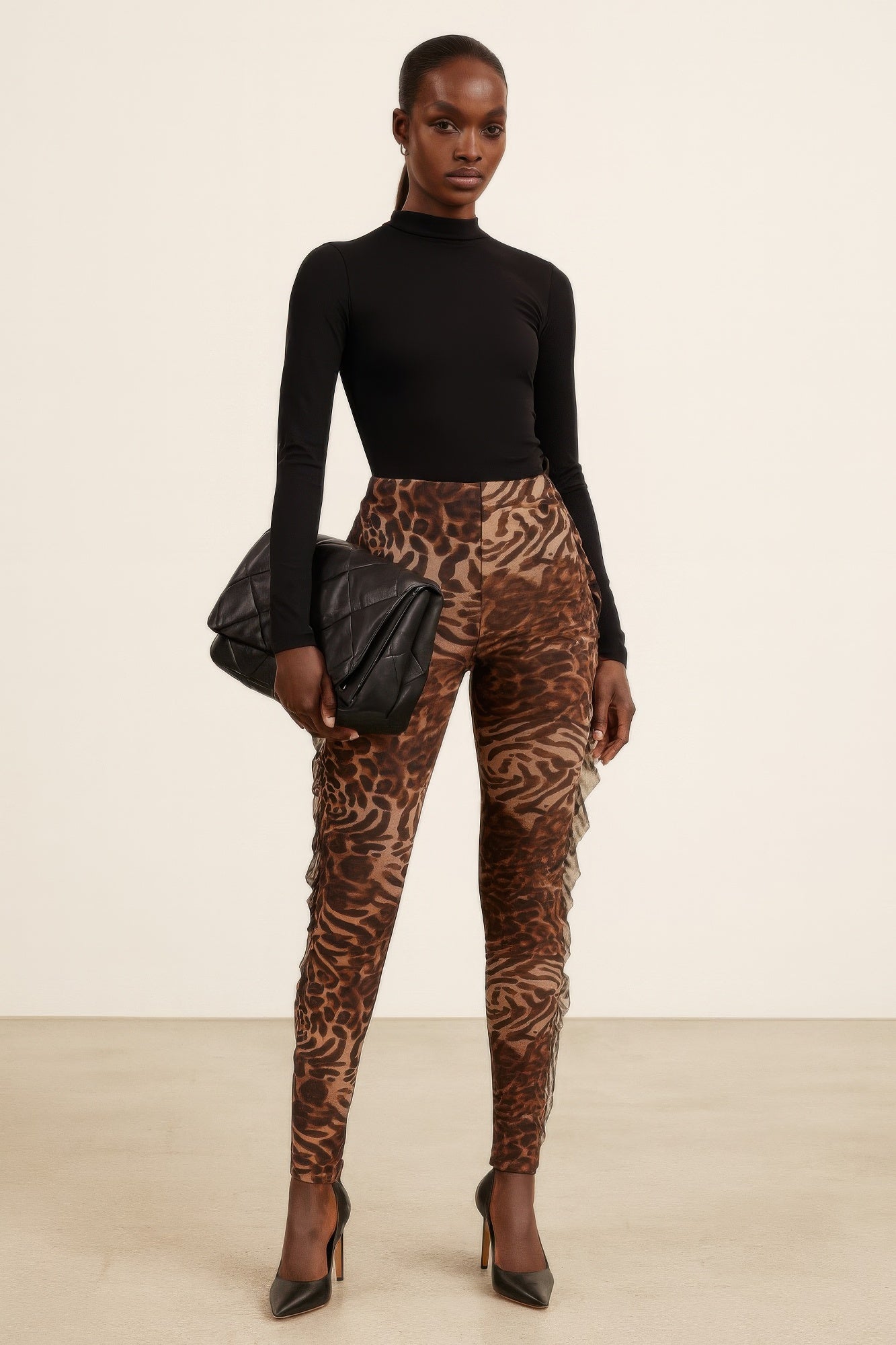 Leopard Side Ruffle Printed Pants Secondary image