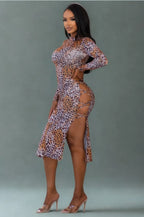 Leopard Cut Out Sexy Midi Dress | Mixtshop LLC