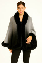 Ombre Faux Fur Trim Cape Wrap | Mixtshop LLC