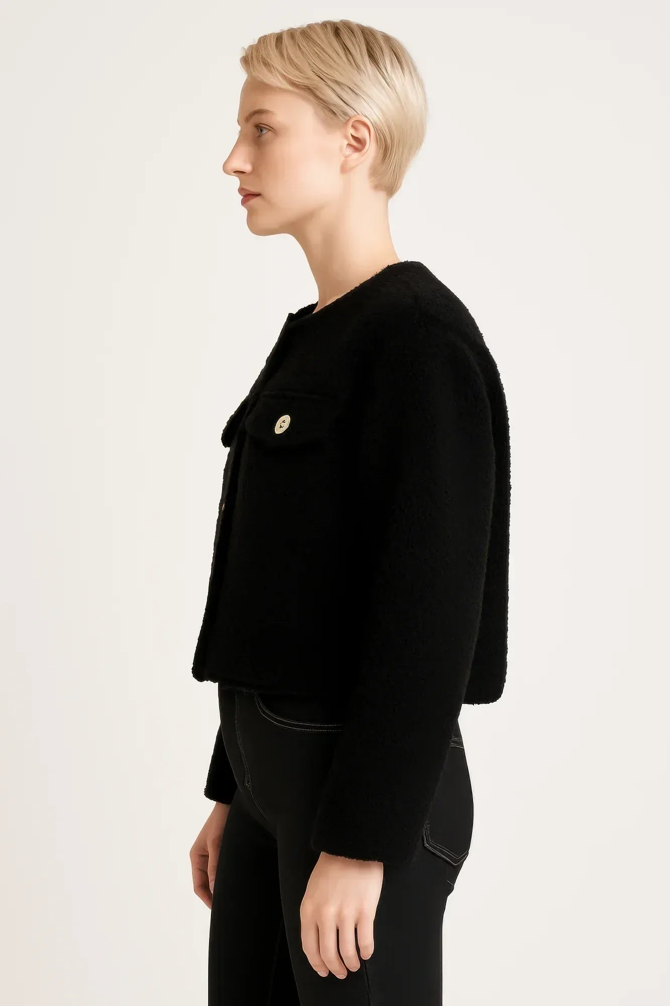 Faux Shearling Button-front Cropped Jacket Secondary image