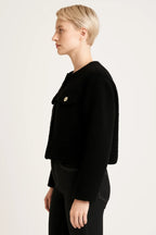 Faux Shearling Button-front Cropped Jacket | Mixtshop LLC
