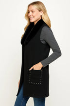 Sleeveless Wool-blend Vest With Faux Fur Collar | Mixtshop LLC