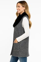 Sleeveless Wool-blend Vest With Faux Fur Collar | Mixtshop LLC