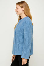 Textured Double-breasted Faux Shearling Jacket | Mixtshop LLC