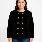 Textured Double-breasted Faux Shearling Jacket | Mixtshop LLC