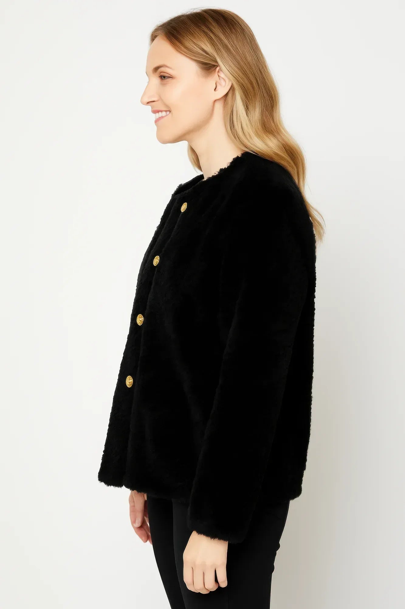 Textured Double-breasted Faux Shearling Jacket | Mixtshop LLC