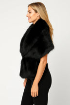 Black Sleeveless Faux Fur Vest With Cinched Waist | Mixtshop LLC