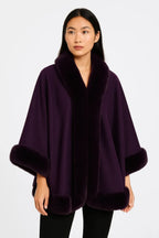 Faux Fur Trim Open-front Cape Jacket | Mixtshop LLC