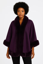 Faux Fur Trim Open-front Cape Jacket | Mixtshop LLC