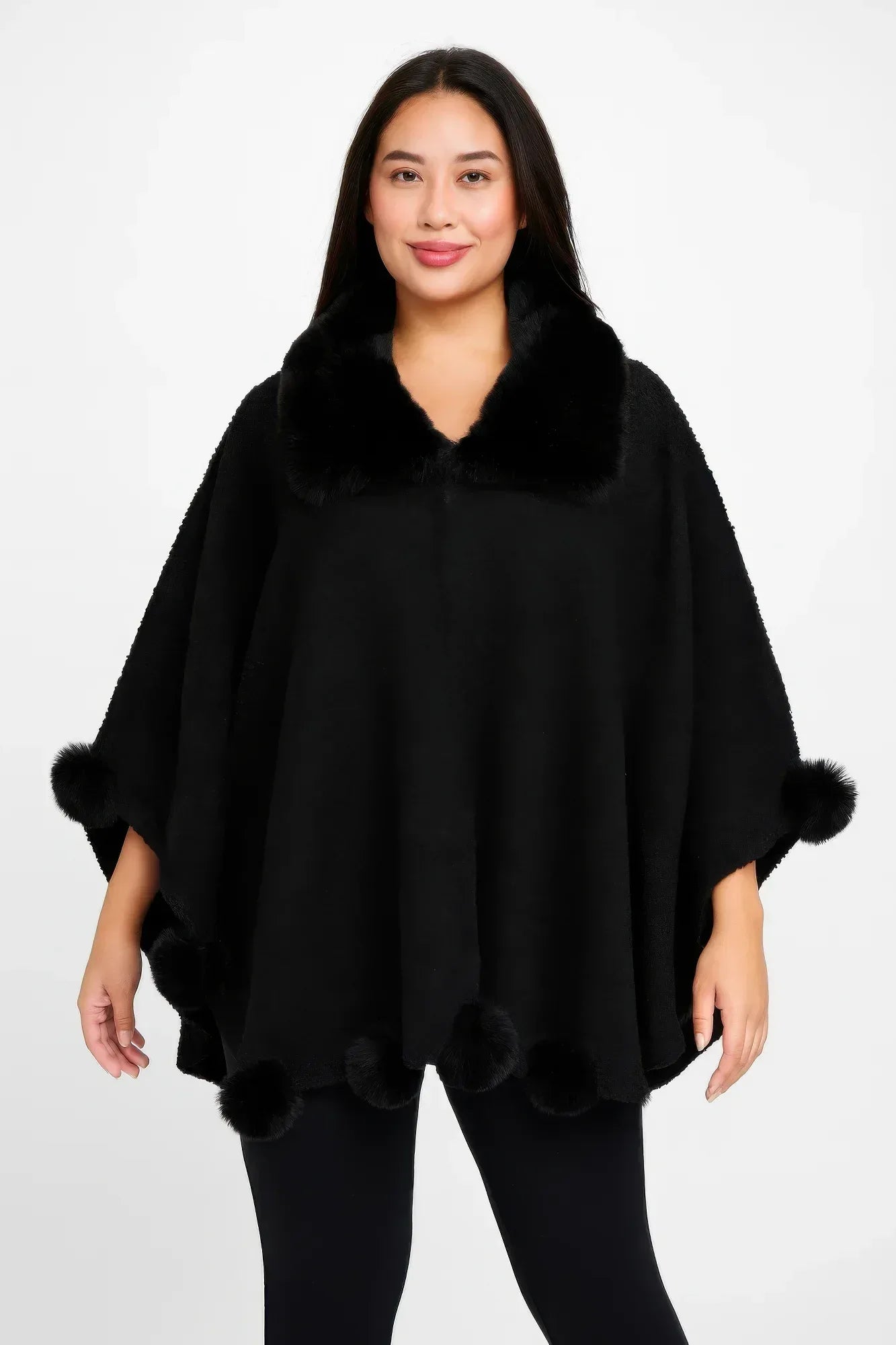 Trim Cape With Faux Fur Collar | Mixtshop LLC Main image