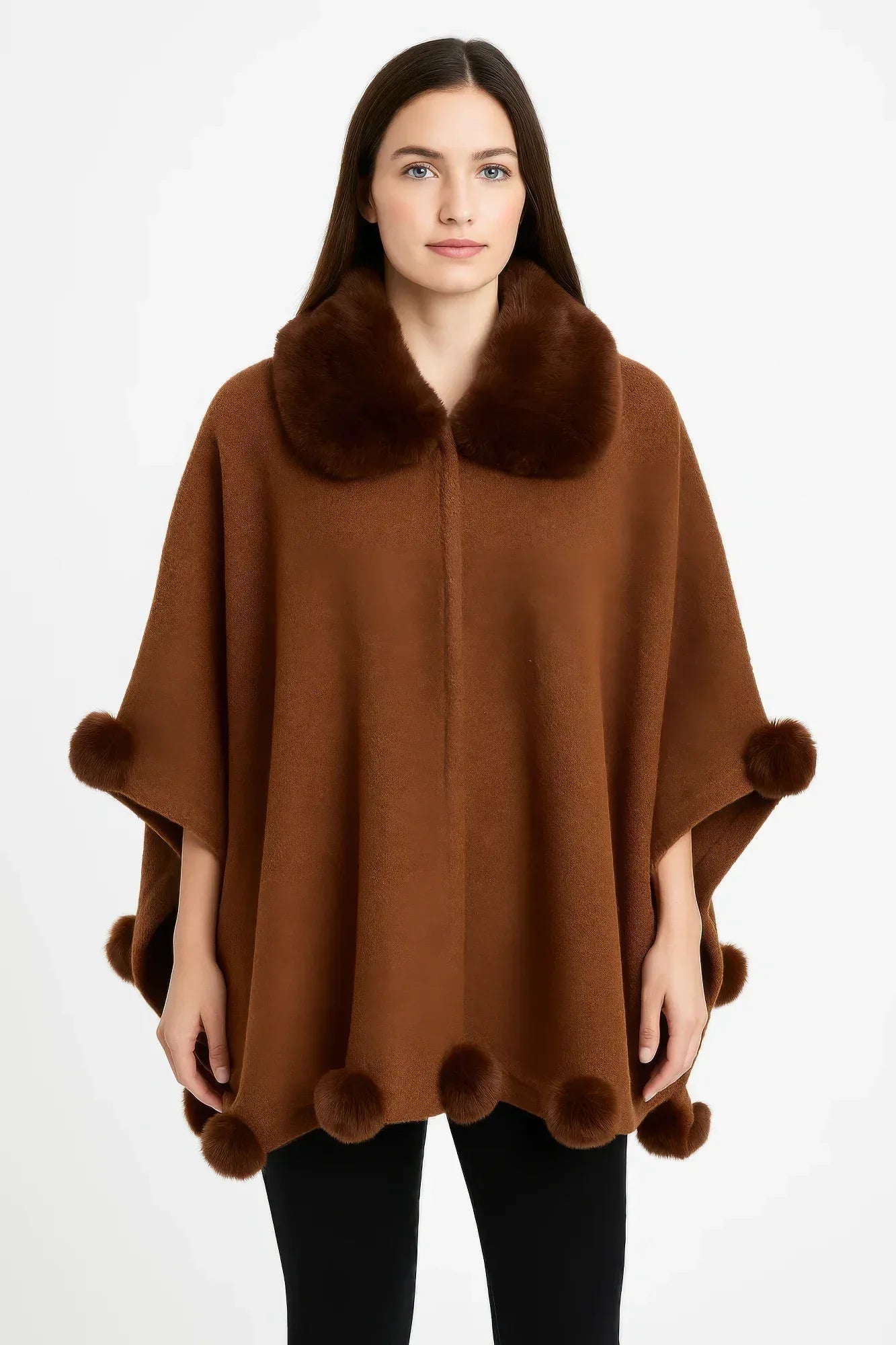 Trim Cape With Faux Fur Collar | Mixtshop LLC Main image