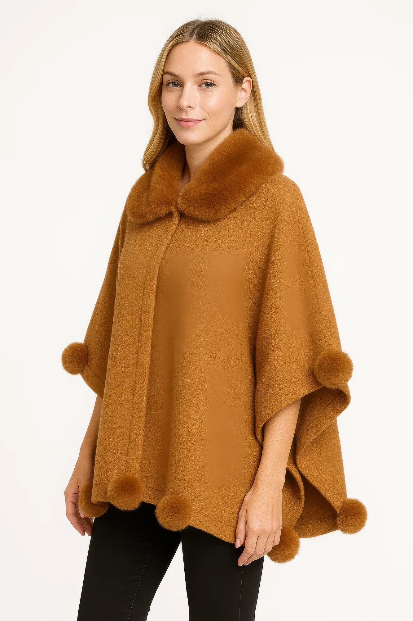 Trim Cape With Faux Fur Collar Secondary image