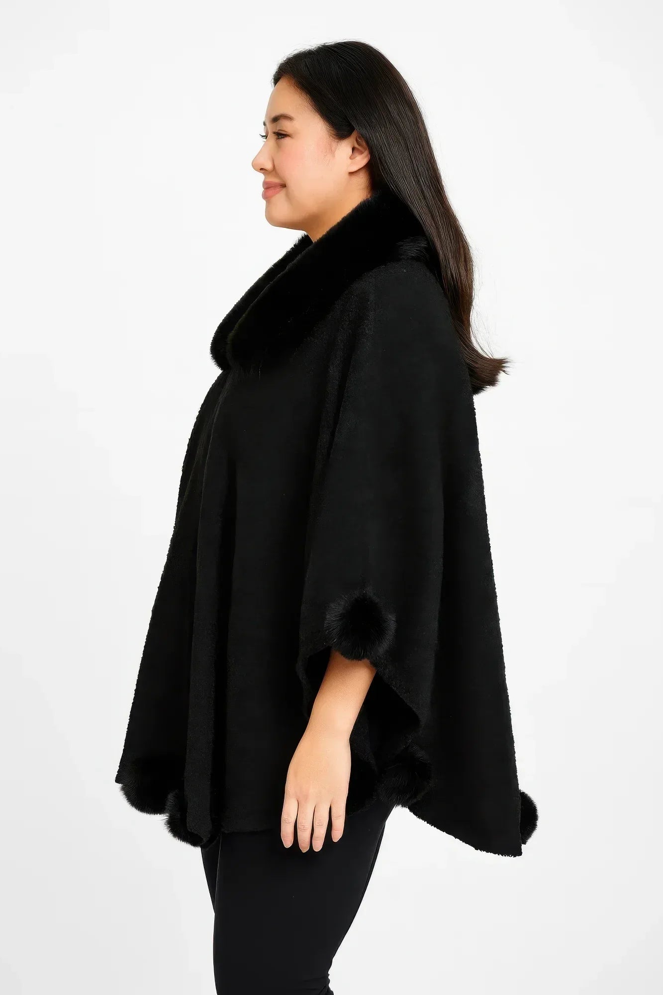 Trim Cape With Faux Fur Collar Secondary image