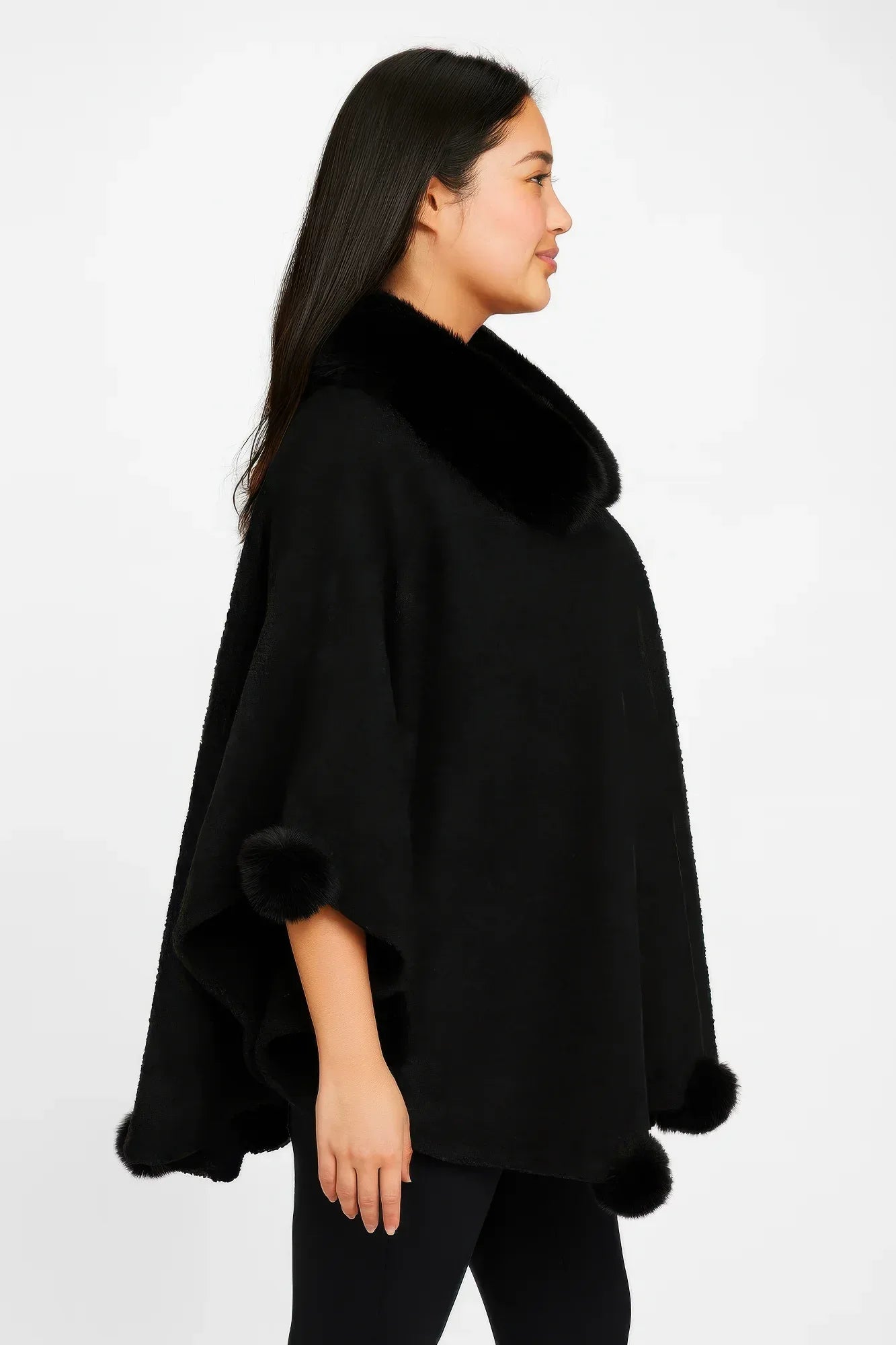 Trim Cape With Faux Fur Collar | Mixtshop LLC