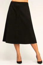Plus Size Button-front Faux Suede Aline Midi Skirt | Mixtshop LLC