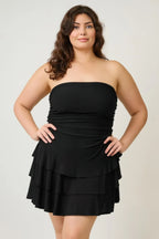 Plus Size Strapless Tiered Ruffle Dress | Mixtshop LLC