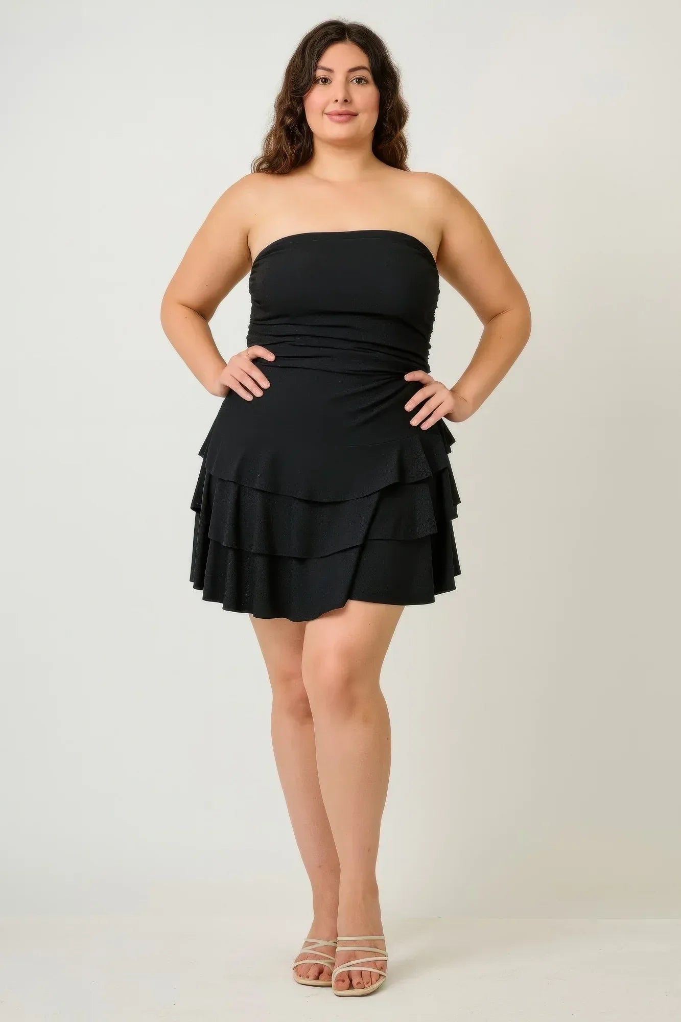 Plus Size Strapless Tiered Ruffle Dress | Mixtshop LLC