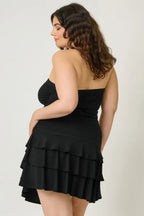 Plus Size Strapless Tiered Ruffle Dress | Mixtshop LLC