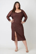 Plus Shimmer Midi Dress With Front Slit Dress Only | Mixtshop LLC