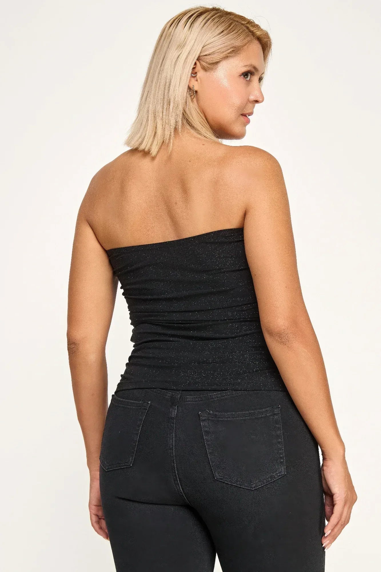 Plus Size Strapless Glitter Bandeau Top | Mixtshop LLC
