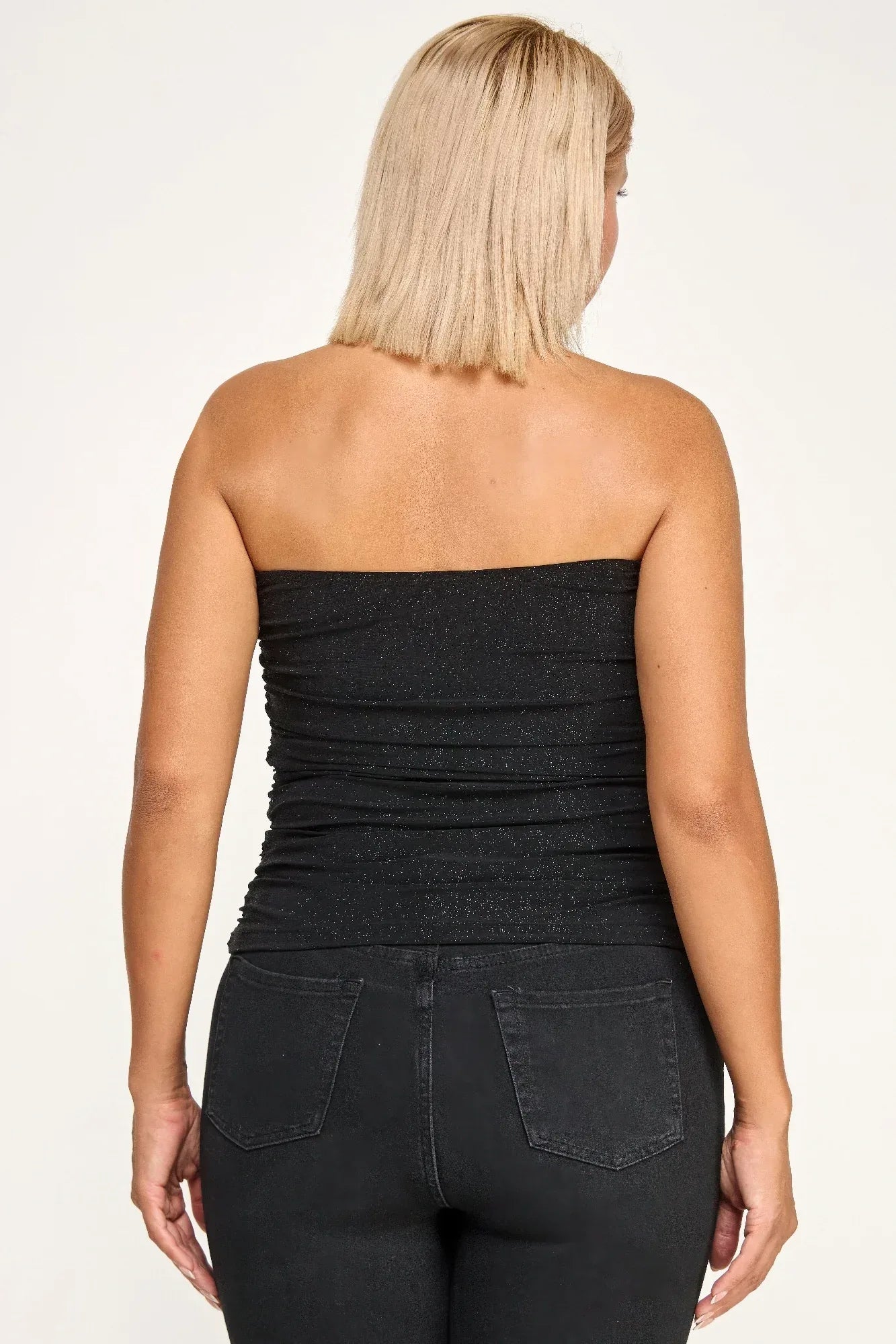 Plus Size Strapless Glitter Bandeau Top | Mixtshop LLC