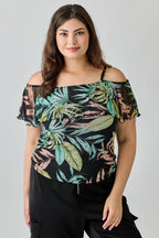 Plus Size Tropical Inspired Off The Shoulder Top | Mixtshop LLC