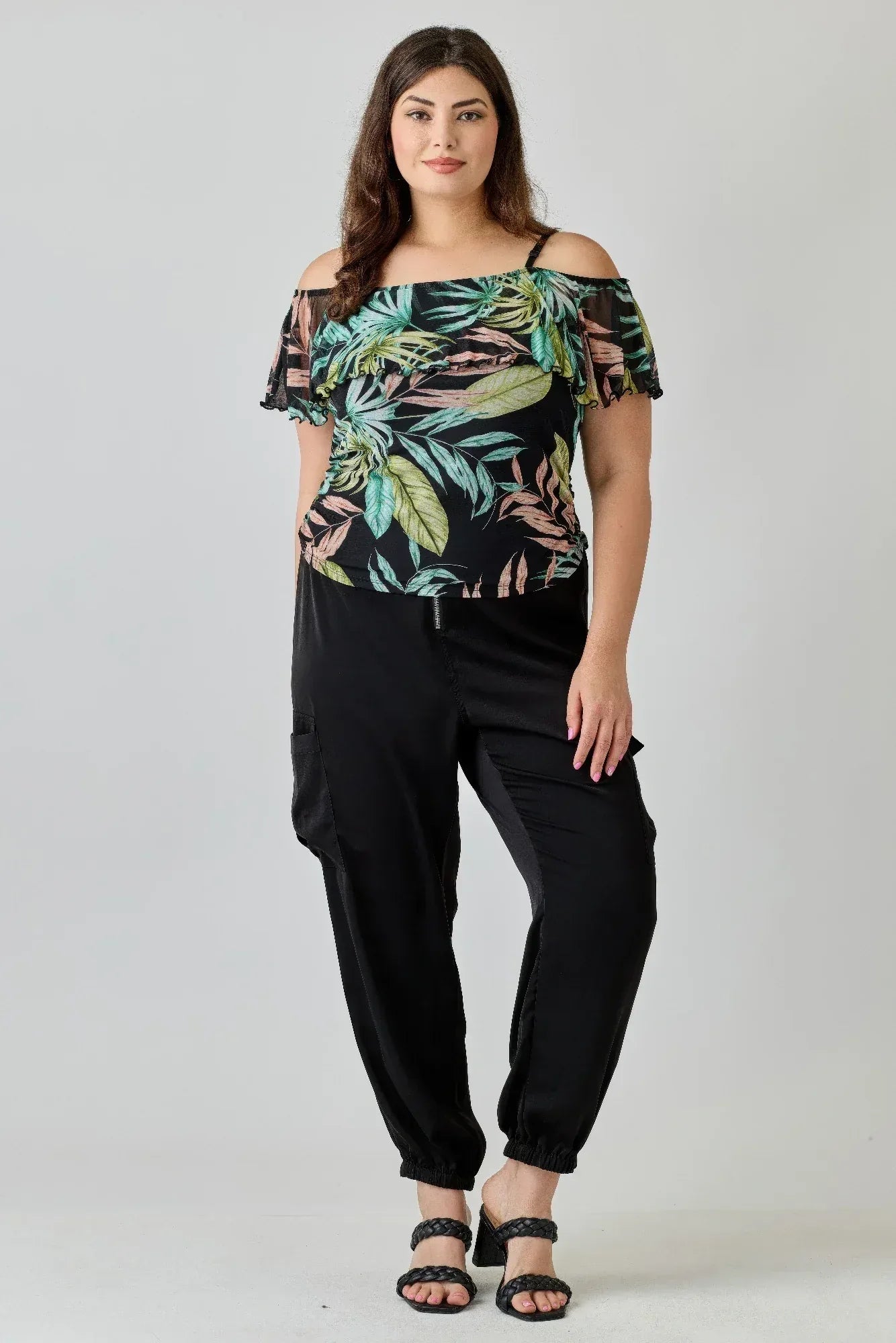 Plus Size Tropical Inspired Off The Shoulder Top Secondary image