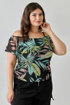 Plus Size Tropical Inspired Off The Shoulder Top | Mixtshop LLC